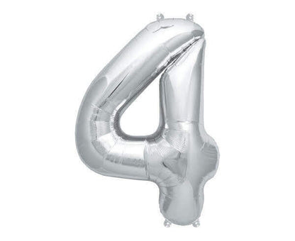 16" Numerical 4 Silver Balloon