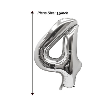 16" Numerical 4 Silver Balloon