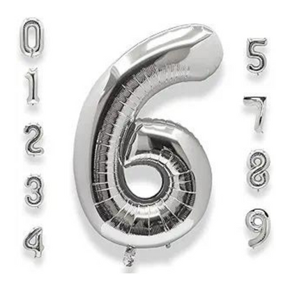 16" Numerical 6 Silver Balloon