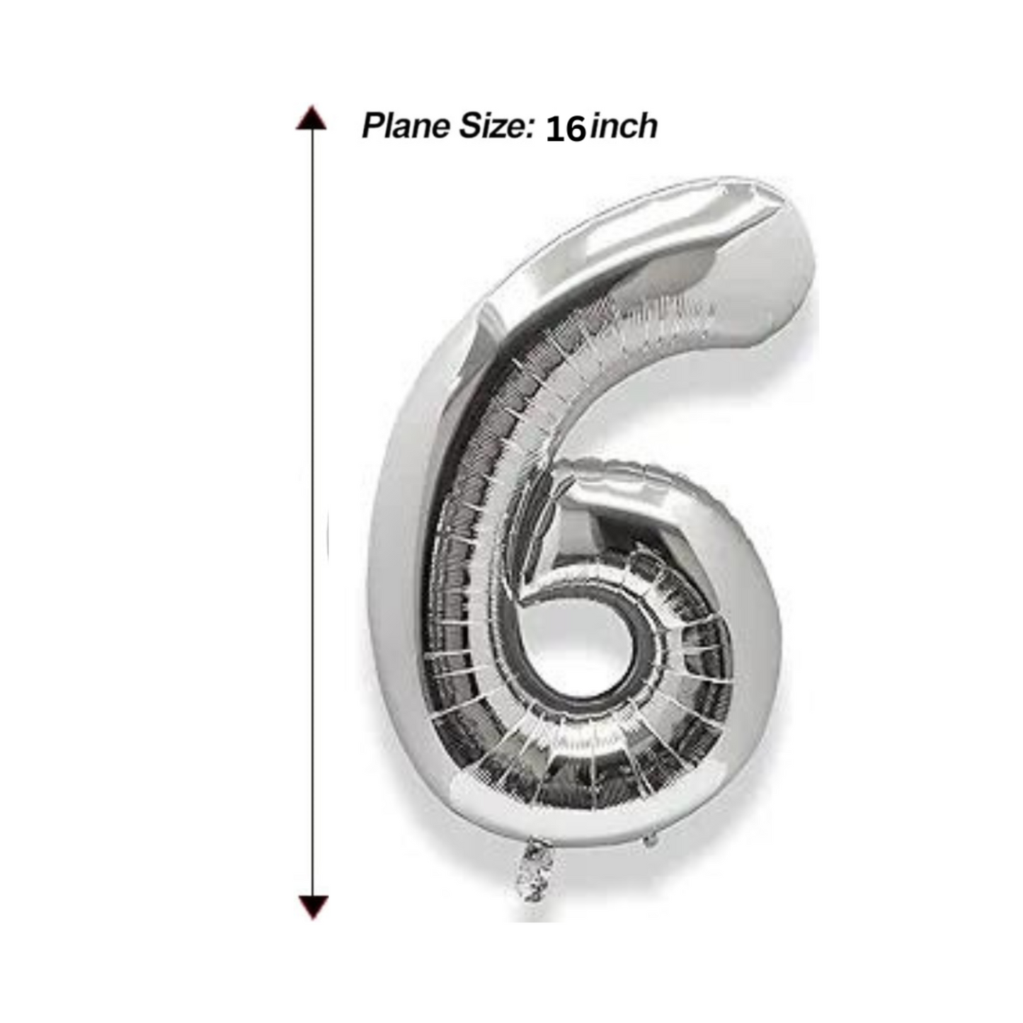 16" Numerical 6 Silver Balloon