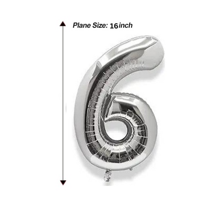 16" Numerical 6 Silver Balloon