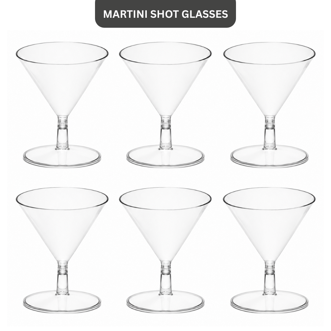 Transparent Martini Shot Glasses/Dessert Serving Cups - 40ML - 6PC