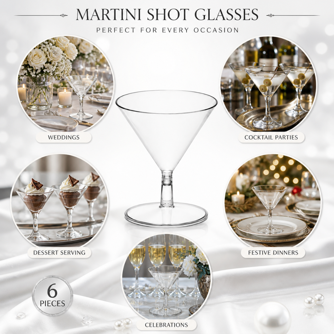 Transparent Martini Shot Glasses/Dessert Serving Cups - 40ML - 6PC
