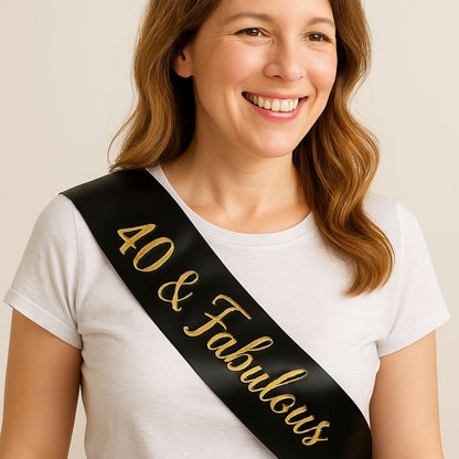 40th Birthday Banner, Sash and Candle - Set of 3