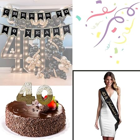 40th Birthday Banner, Sash and Candle