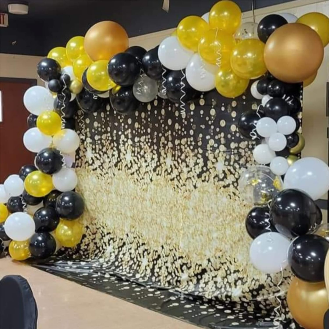 Black White & Gold Latex Balloons – Pack of 50