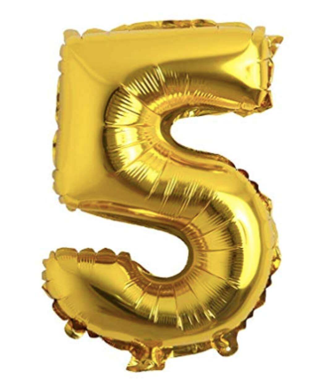 Numerical 5 18" Golden Balloon