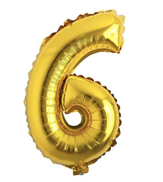 Numerical 6 18" Golden Balloon