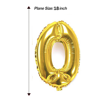 Numerical 0 18" Golden Balloon