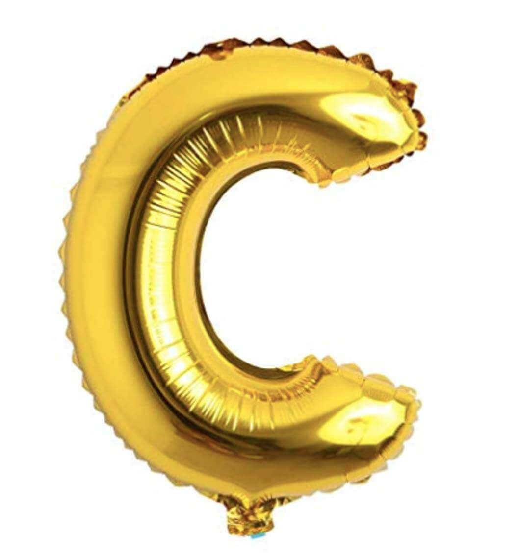 16" Letter C Golden Balloon