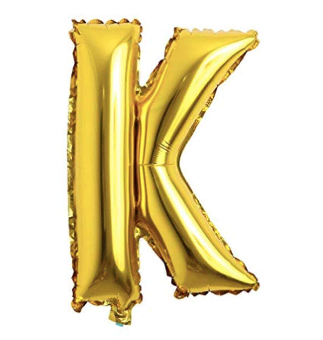 16" Letter K Golden Balloons