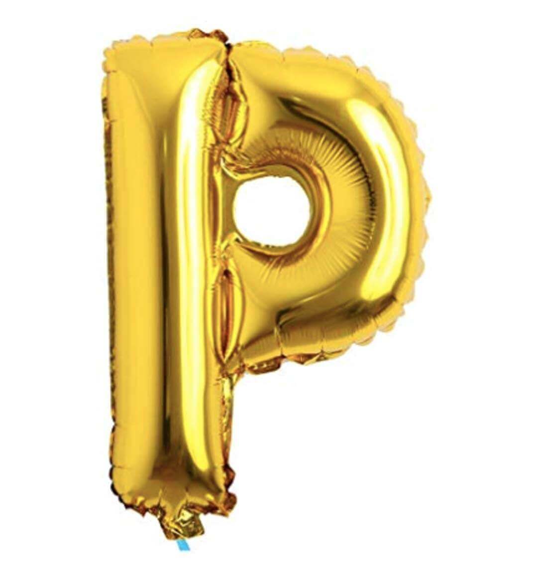 16" Letter P Golden Balloon