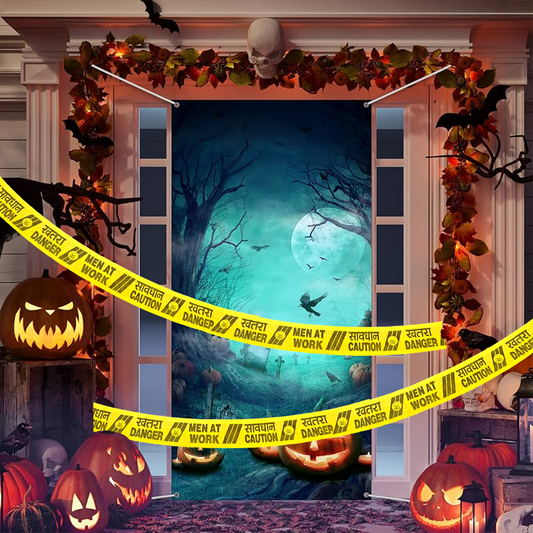 Yellow Warning Tape w/ Danger Text for Halloween Decor - 10 FT - 1PC