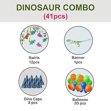 Dinosaur Theme Birthday Decoration Combo for Dinosaur Party