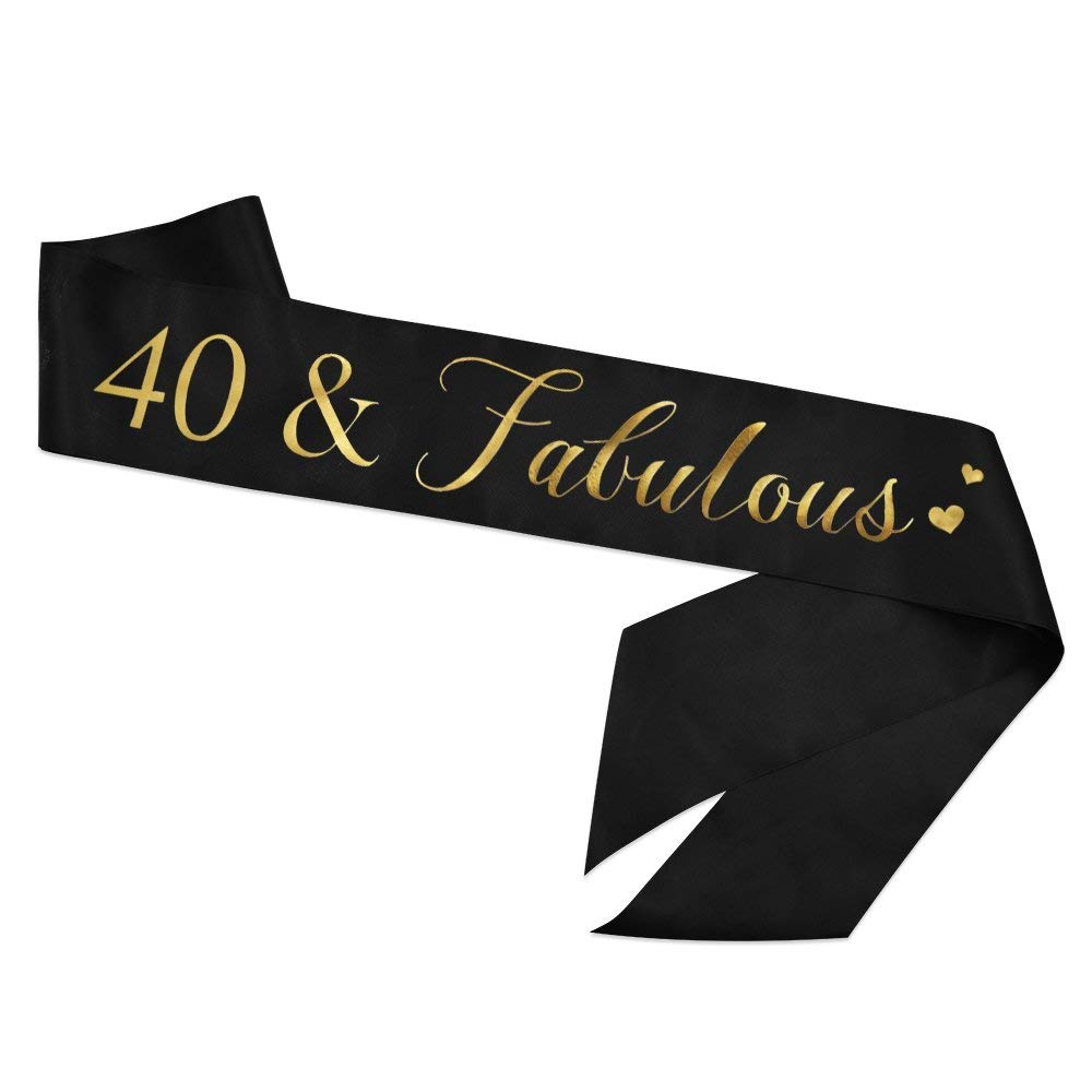 40 & Fabulous Black Satin Sash w/ Decor Set - 21PC