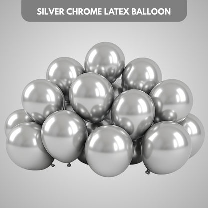 Silver Chrome Latex / Rubber Balloons - 10 inches - Bulk Pack - 50PC