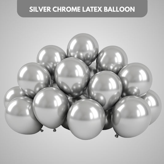 Silver Chrome Latex / Rubber Balloons - 10 inches - Bulk Pack - 50PC