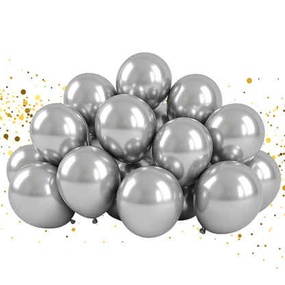 Silver Chrome Latex / Rubber Balloons - 10 inches - Bulk Pack - 50PC