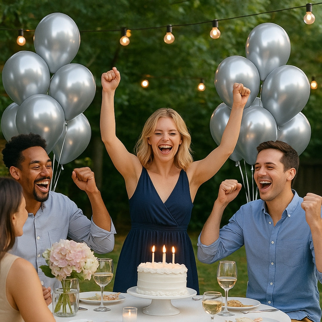 Silver Chrome Latex / Rubber Balloons - 10 inches - Bulk Pack - 50PC