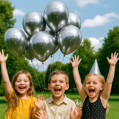 Silver Chrome Latex / Rubber Balloons - 10 inches - Bulk Pack - 50PC