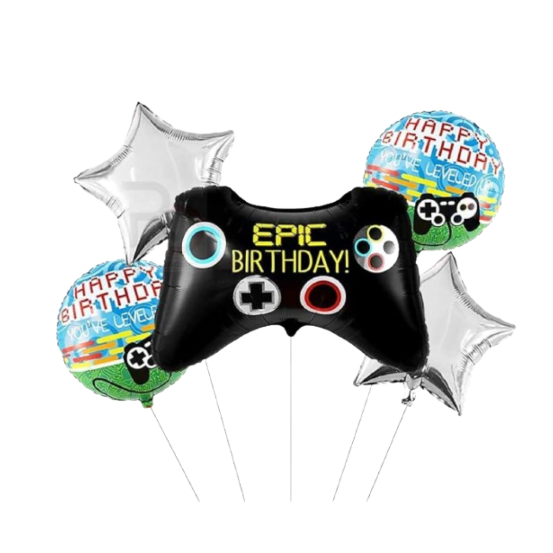 Video Game Theme Foil Balloon - Set of 5