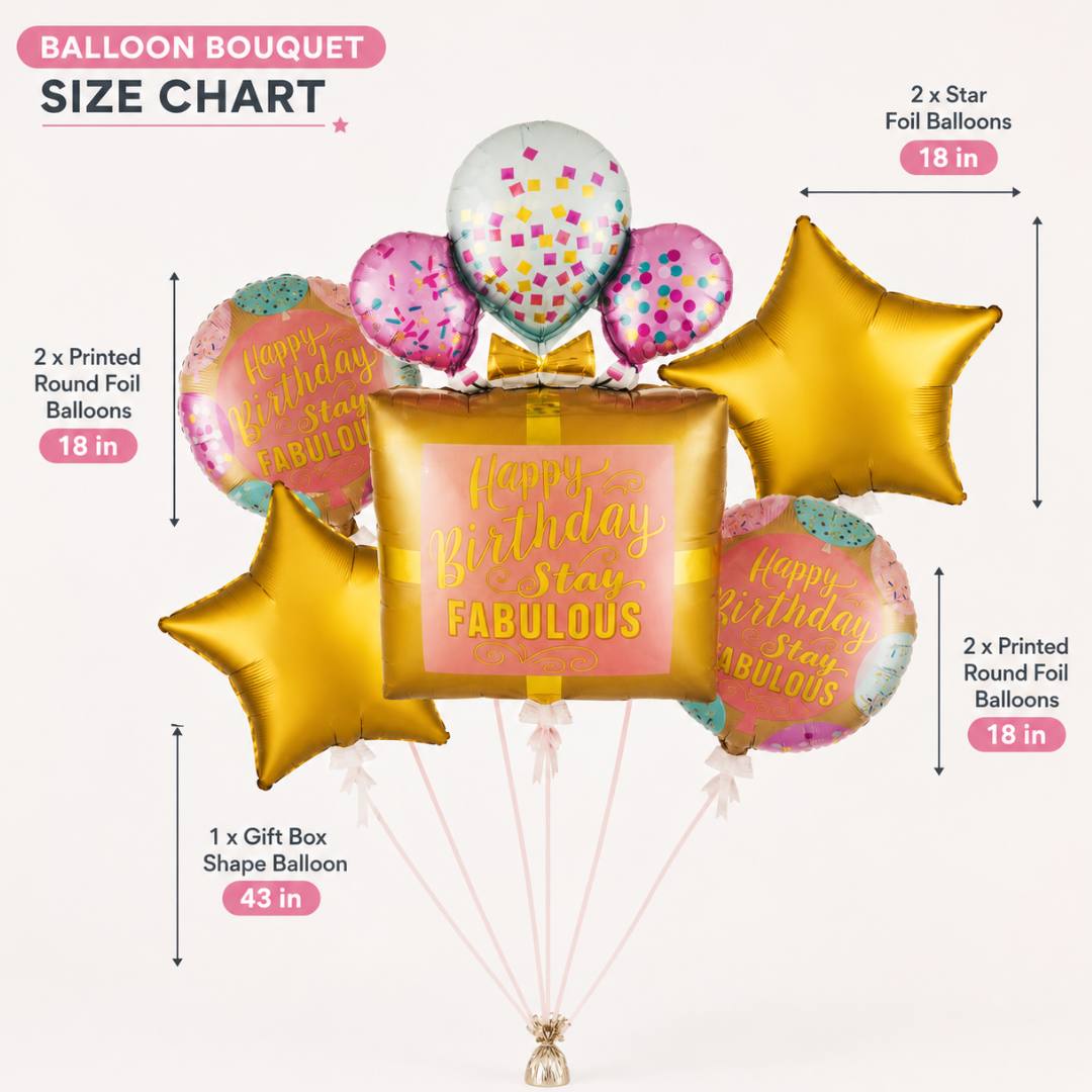 Stay Fabulous Happy Birthday Balloon - Set of 5 Balloons