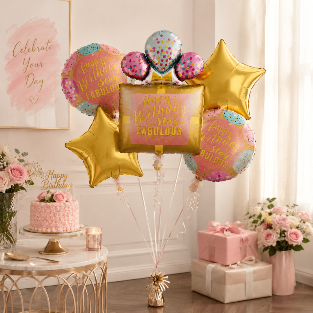 Stay Fabulous Happy Birthday Balloon - Set of 5 Balloons