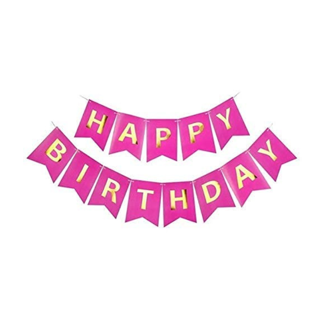 Happy Birthday Banner Hot Pink - Over 9FT