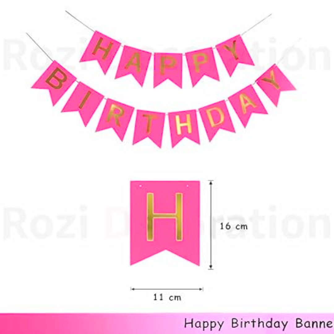 Happy Birthday Banner Hot Pink - Over 9FT