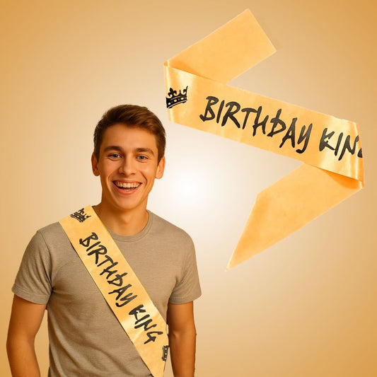Birthday King Glossy Golden Sash for Adults - 1PC