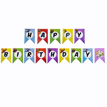 Multicolor SuperHero Happy Birthday Flag Banner - 9FT - 1PC