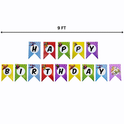 Multicolor SuperHero Happy Birthday Flag Banner - 9FT - 1PC