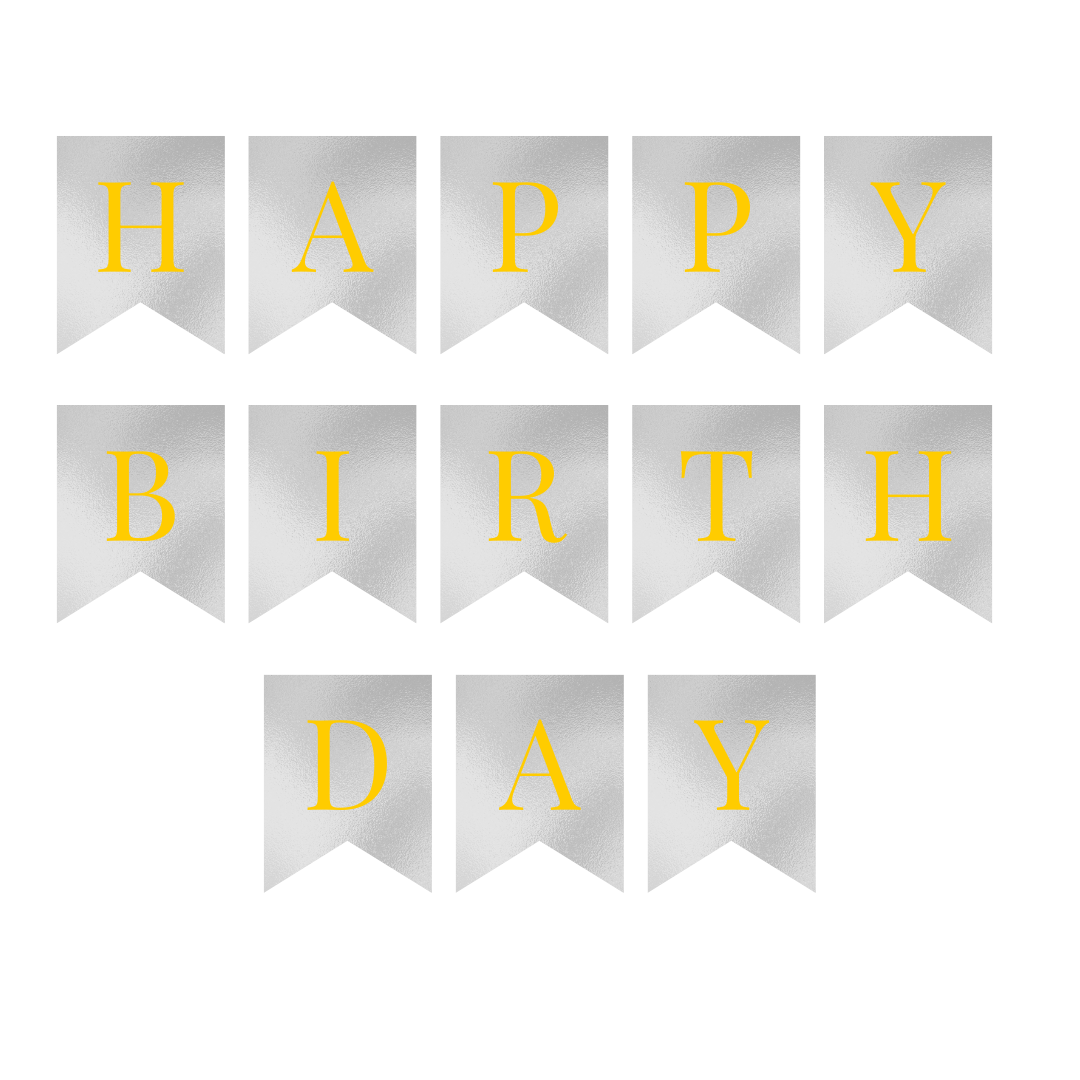 Happy Birthday Banner Silver &amp; Gold - Over 9FT