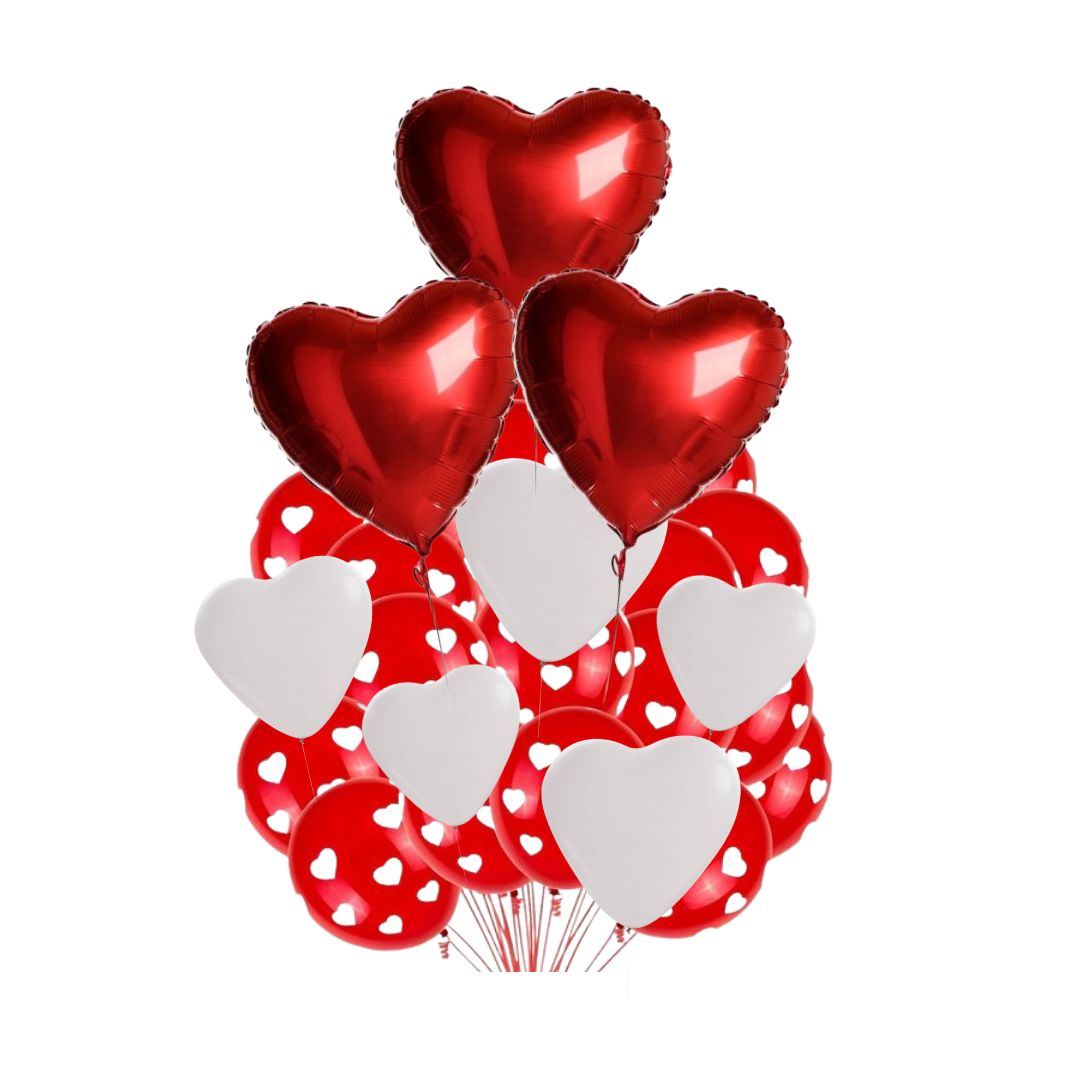 Foil Heart With Latex Balloon Combo  - 10PC