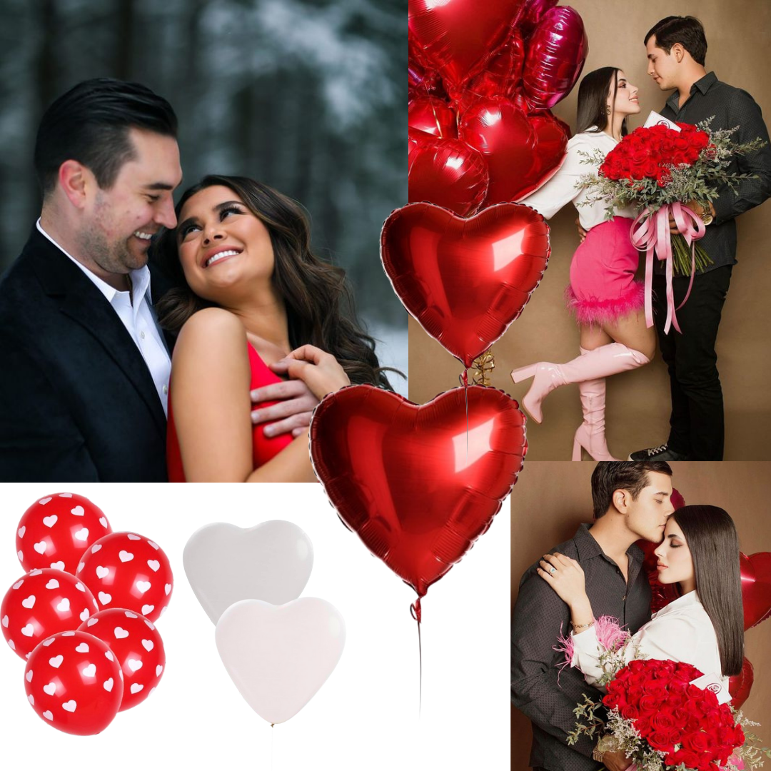 Foil Heart With Latex Balloon Combo  - 10PC