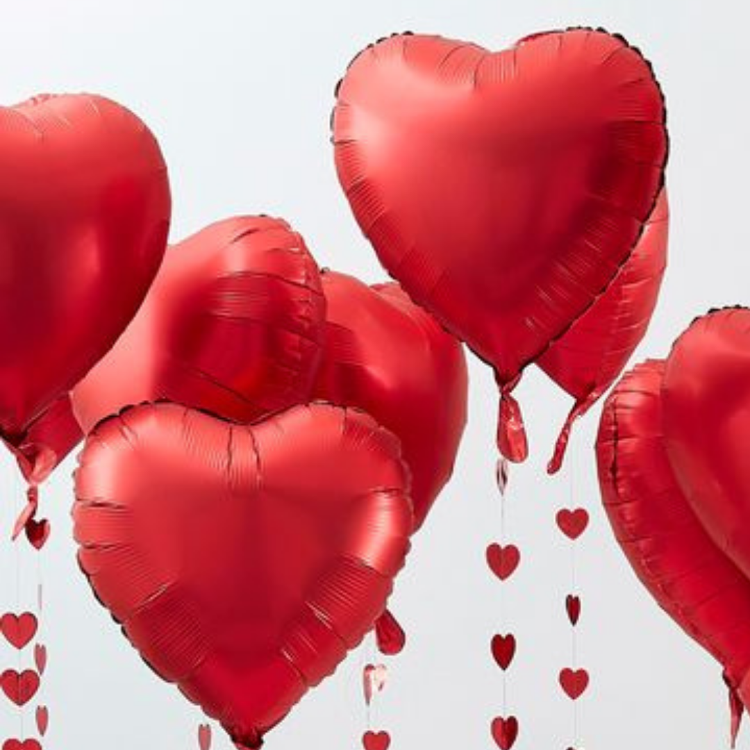 Foil Heart With Latex Balloon Combo  - 10PC