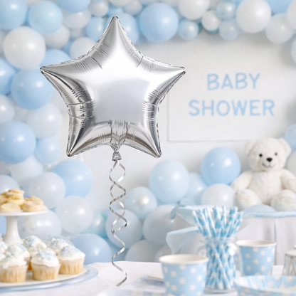 Silver Star Foil Balloons - Set of 4PC