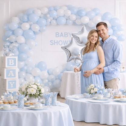 Silver Star Foil Balloons - Set of 4PC