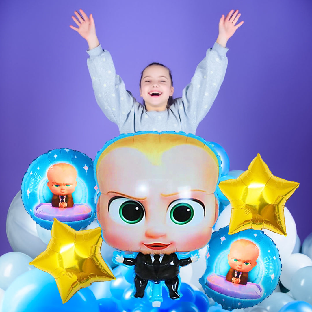 Boss Baby Theme Happy Birthday Foil Balloons - 5PC