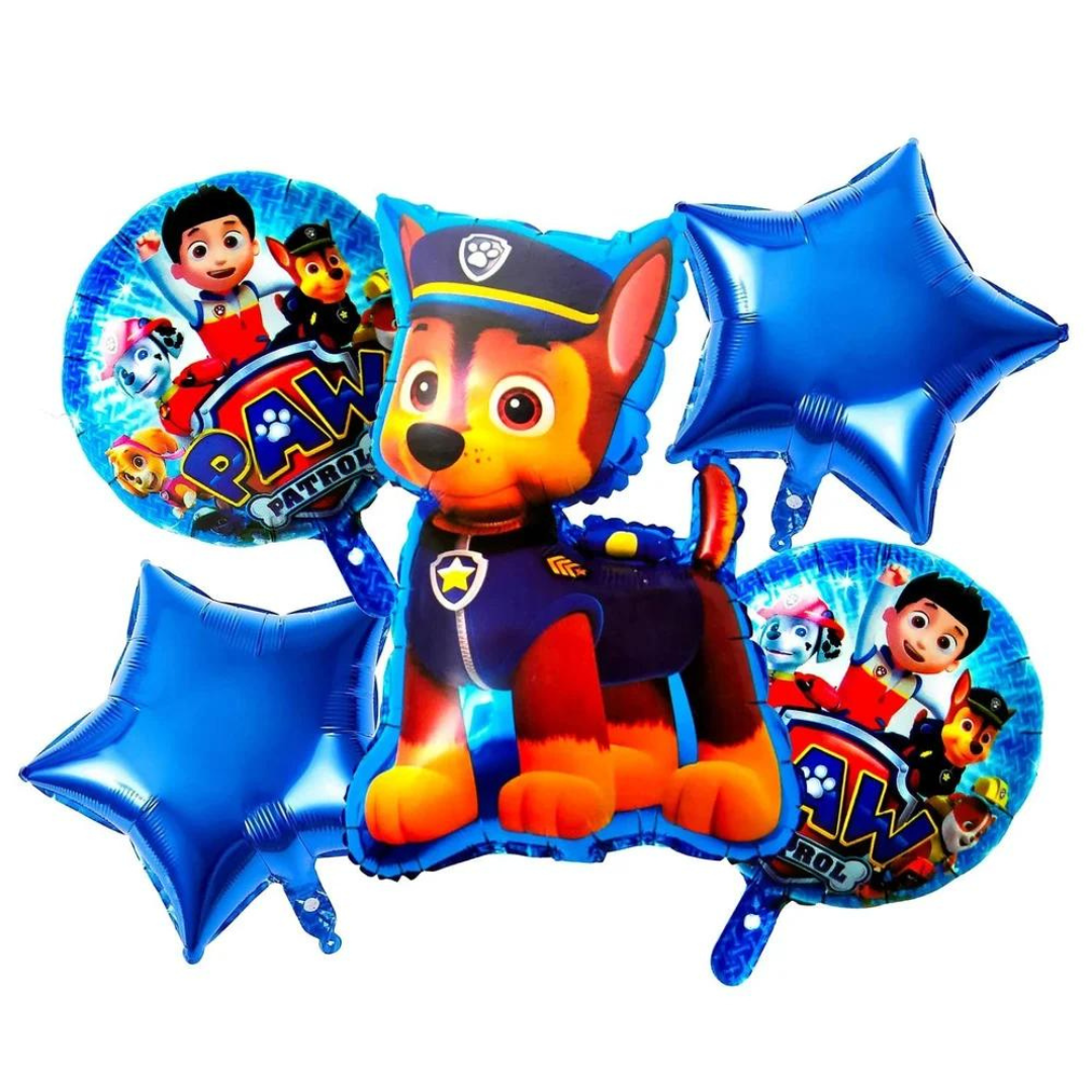 Paw Patrol Theme Birthday Balloons - Set of 5