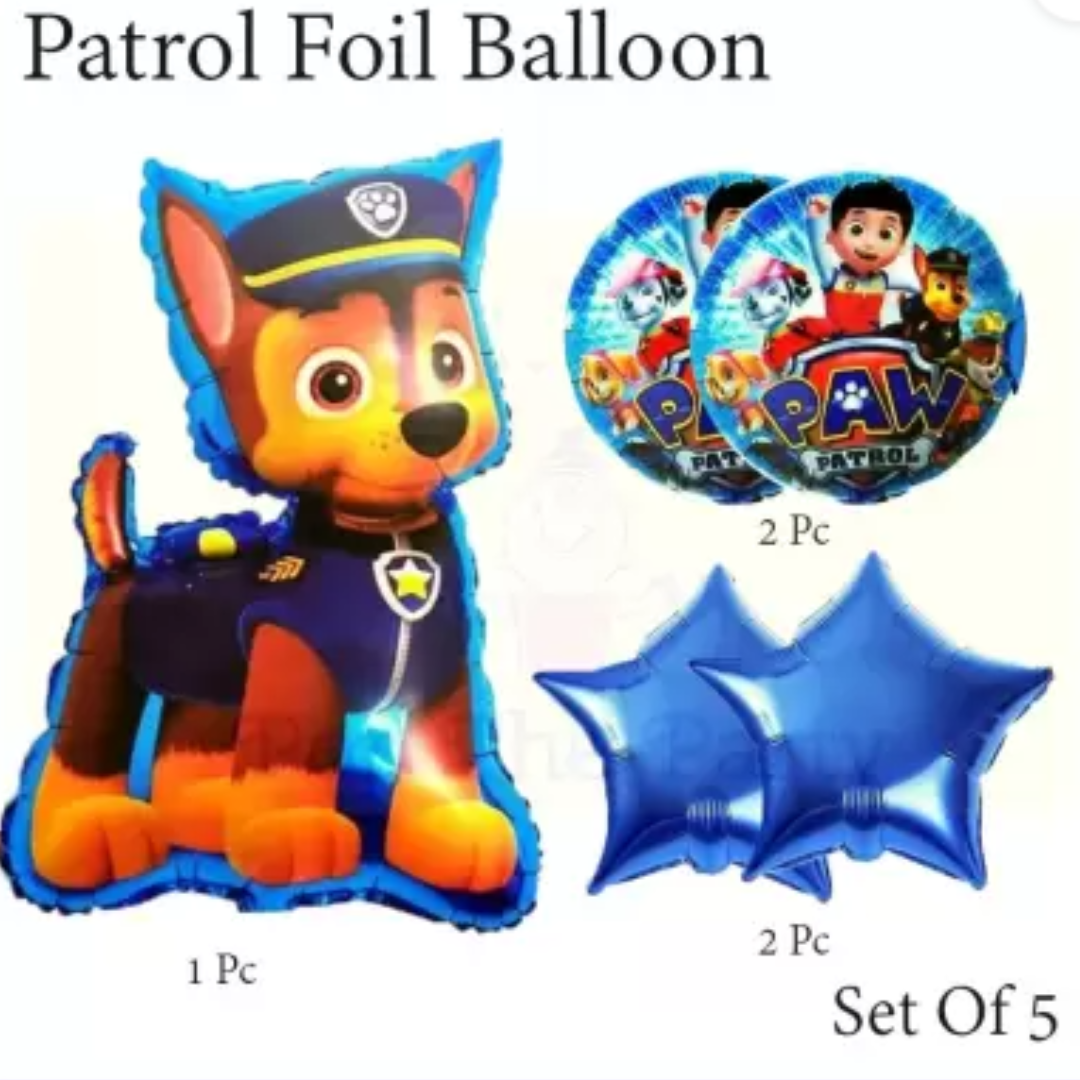 Paw Patrol Theme Birthday Balloons - Set of 5