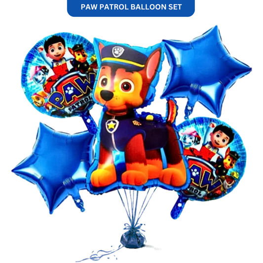 Paw Patrol Theme Birthday Balloons - Set of 5
