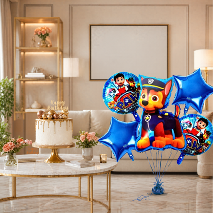 Paw Patrol Puppy Theme Birthday Balloon Bouquet Set (5 Pcs) Helium Filled & Delivered Inflated