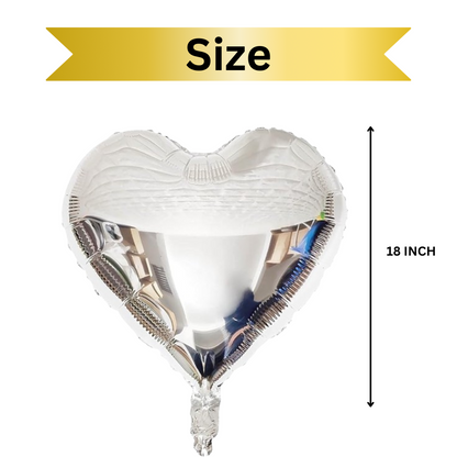 Silver Heart Foil Balloon 18' - 4PC Heart shape balloons for decoration valentine balloons decoration, Anniversary balloon, silver jubilee