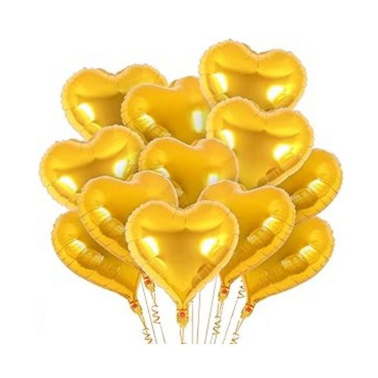 Golden Heart Foil Balloon 18' - 4PC Gold Heart Balloons for Decoration Anniversary balloon, Golden jubilee