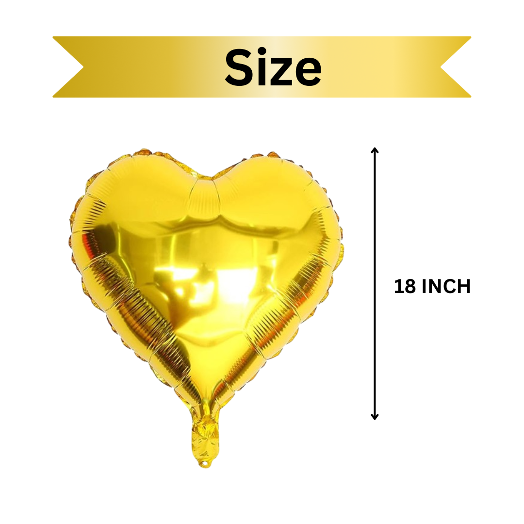 Golden Heart Foil Balloon 18' - 4PC Gold Heart Balloons for Decoration Anniversary balloon, Golden jubilee