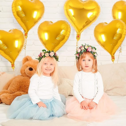 Golden Heart Foil Balloon 18' - 4PC Gold Heart Balloons for Decoration Anniversary balloon, Golden jubilee