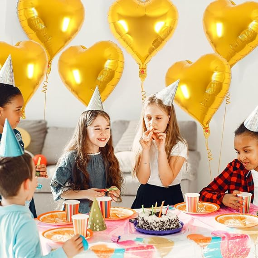 Golden Heart Foil Balloon 18' - 4PC Gold Heart Balloons for Decoration Anniversary balloon, Golden jubilee