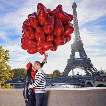 Red Heart Foil Balloon 18' - Pack of  4PC Valentines Balloons with Red Heart Shaped Foil Balloons for Decoration for Anniversary, Wedding Decoration