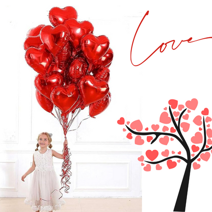 Red Heart Foil Balloon 18' - Pack of  4PC Valentines Balloons with Red Heart Shaped Foil Balloons for Decoration for Anniversary, Wedding Decoration